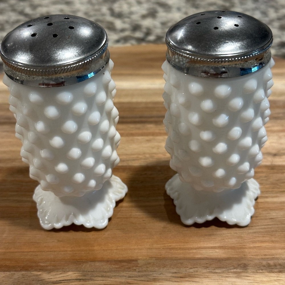 Fenton White Hobnail Salt and Pepper Shakers